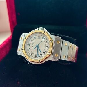 Rare Cartier Santos Octagon Two-Tone Quartz Watch